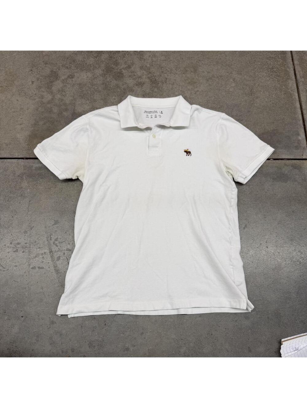 vintage abercrombie and fitch moose white polo shirt size medium
